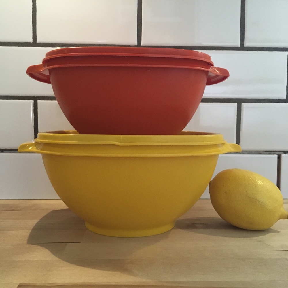 🇨🇦 Vintage Tupperware Storage Containers With Lids Retro Orange & Yellow 4 pc